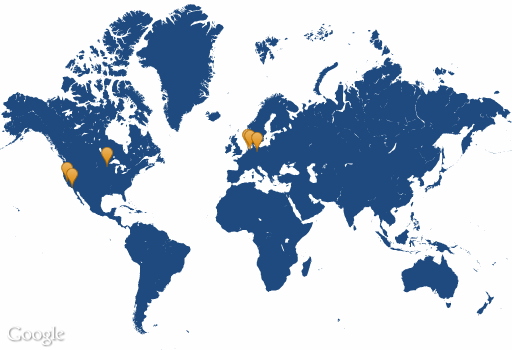 Map of current modmore team members.