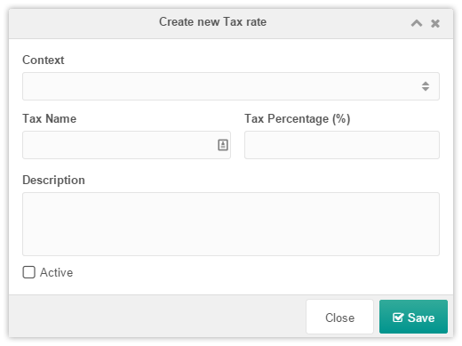 Create a new Tax rate window