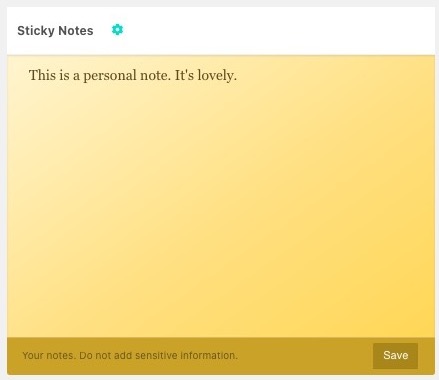 Dashboard widget for users custom notes.